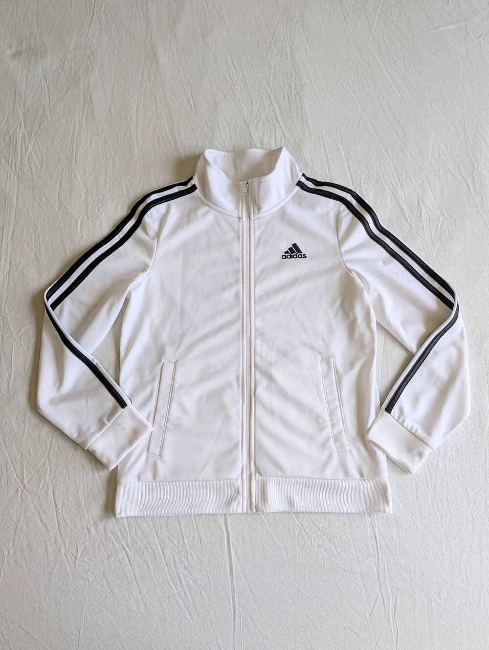 adidas White Track Jacket with Black Stripe Detailing
